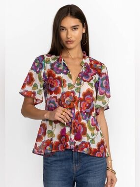 Johnny Was Calanthe High Low Empire Waist Top
